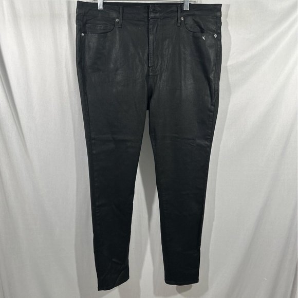 NWD $170 GOOD AMERICAN [ 18 ] Good Legs Coated Skinny‎ Jeans in Black - Picture 4 of 16